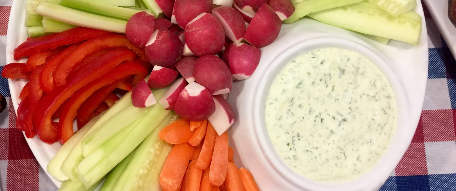 Vegetable Dip with Sour Cream and Herbs Addition for barbecue