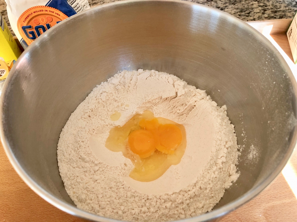 Preparation of the dough for the Sweet German Dumplings Dampfnudeln