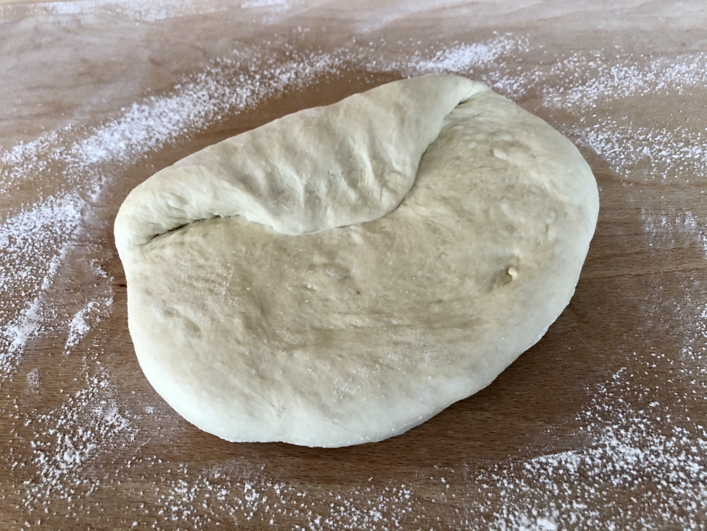 Folding of the dough for the Quark Bread Boule