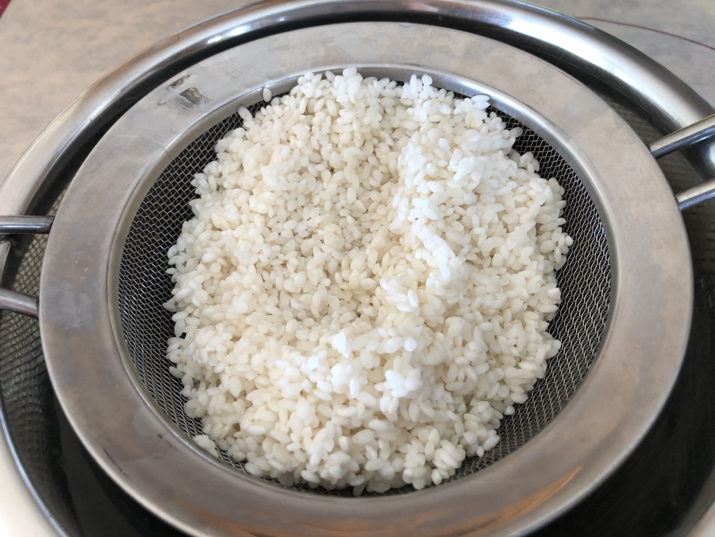 Draining the rice