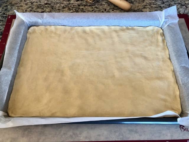 preparation of baking sheed and dough