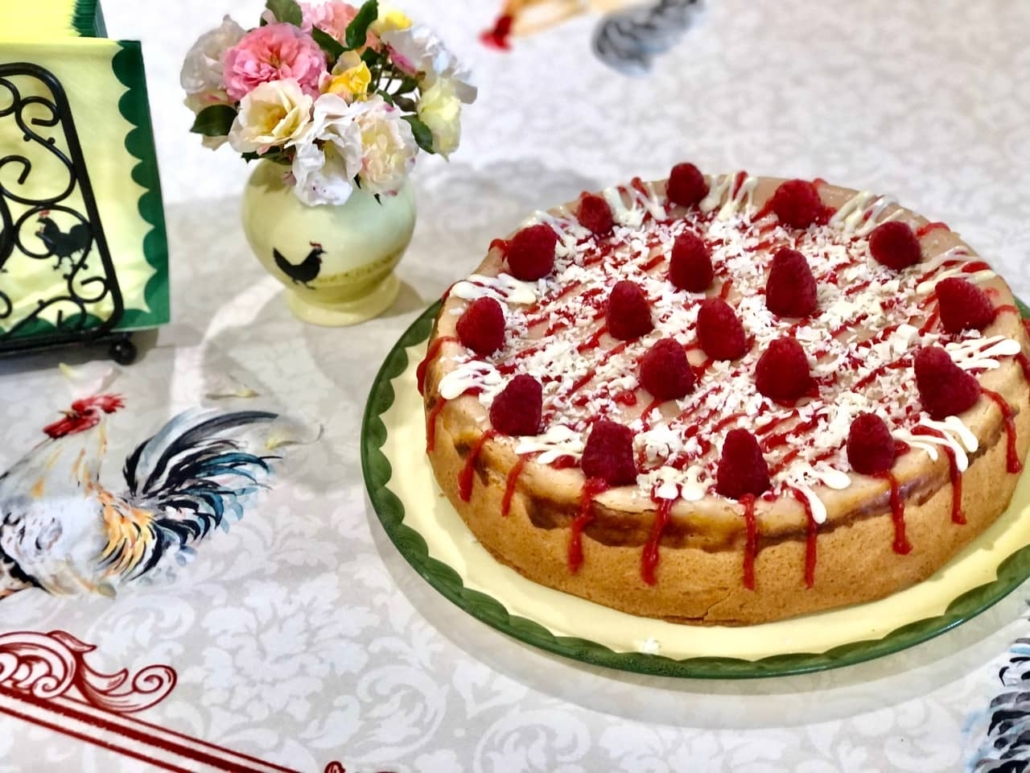 Decorating of White Chocolate Raspberry Cheesecake